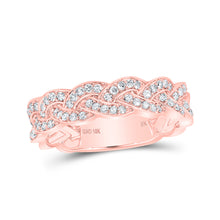  10k Rose Gold Womens Round Diamond Braid Band Ring 1/3 Cttw