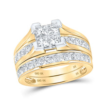  10k Yellow Gold Princess Diamond Bridal Wedding Ring Band Set 2 Cttw