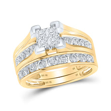  10k Yellow Gold Princess Diamond Bridal Wedding Ring Band Set 1-1/2 Cttw