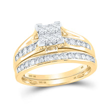  10k Yellow Gold Princess Diamond Bridal Wedding Ring Band Set 1 Cttw