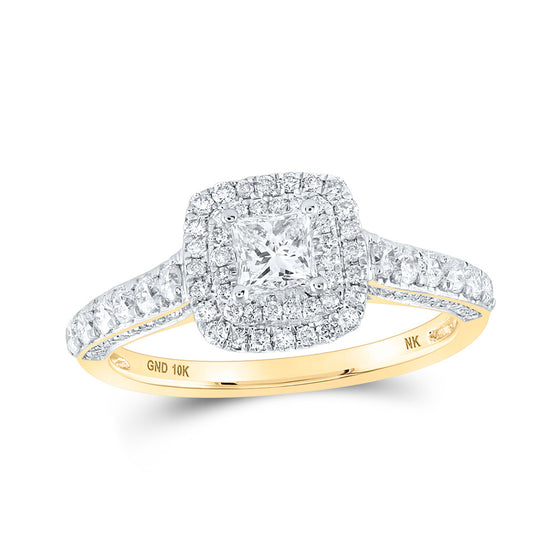 10k Yellow Gold Princess Diamond Halo Bridal Wedding Engagement Ring 1 Cttw