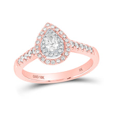  10k Rose Gold Pear Diamond Halo Bridal Wedding Engagement Ring 1/2 Cttw