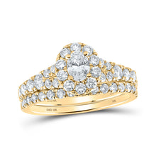  10k Yellow Gold Oval Diamond Halo Bridal Wedding Ring Band Set 1-1/2 Cttw