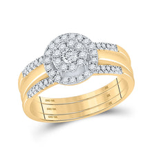  10k Yellow Gold Round Diamond 3-Piece Bridal Wedding Ring Band Set 1/2 Cttw