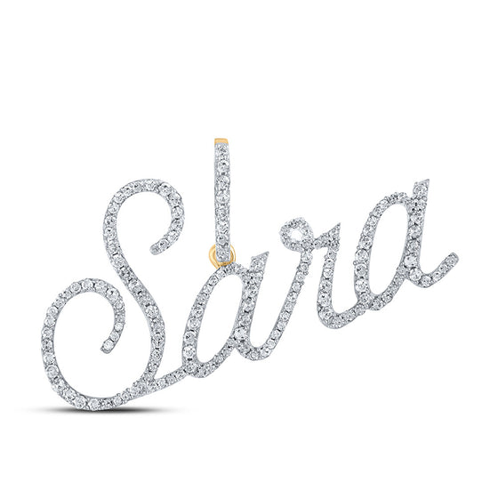 10k Yellow Gold Womens Round Diamond SARA Name Pendant 5/8 Cttw