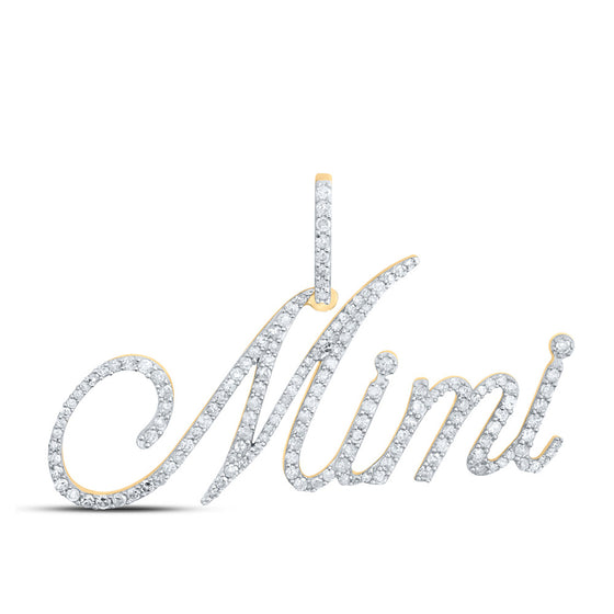 10k Yellow Gold Womens Round Diamond MIMI Name Pendant 3/4 Cttw
