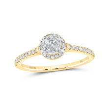  10k Yellow Gold Womens Round Diamond Cluster Ring 3/8 Cttw