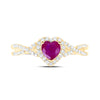 10k Yellow Gold Womens Heart Ruby Diamond Halo Ring 1 Cttw