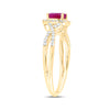 10k Yellow Gold Womens Heart Ruby Diamond Halo Ring 1 Cttw