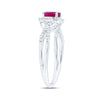 10k White Gold Womens Heart Ruby Diamond Halo Ring 1 Cttw
