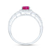 10k White Gold Womens Heart Ruby Diamond Halo Ring 1 Cttw
