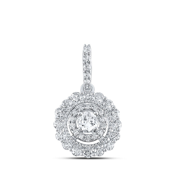 10k White Gold Womens Round Diamond Fashion Pendant 3/4 Cttw