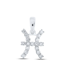  10k White Gold Womens Round Diamond Zodiac Pisces Sign Fashion Pendant 1/3 Cttw