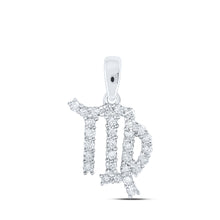  10k White Gold Womens Round Diamond Zodiac Virgo Sign Fashion Pendant 1/3 Cttw