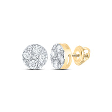  14k Yellow Gold Womens Round Diamond Cluster Earrings 1 Cttw