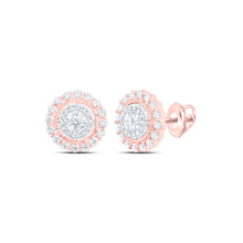  10k Rose Gold Womens Round Diamond Halo Circle Earrings 1 Cttw