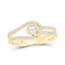  14k Yellow Gold Womens Round Diamond Lasso Band Ring 3/8 Cttw