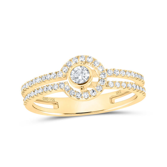 14k Yellow Gold Womens Round Diamond Fashion Ring 1/3 Cttw
