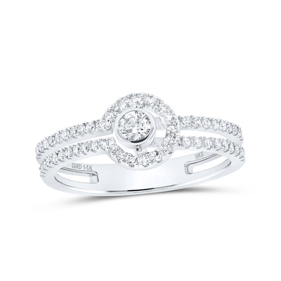14k White Gold Womens Round Diamond Fashion Ring 1/3 Cttw