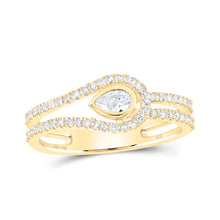  14k Yellow Gold Womens Pear Diamond Band Ring 3/8 Cttw