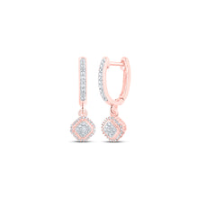  10k Rose Gold Womens Round Diamond Hoop Dangle Earrings 1/4 Cttw