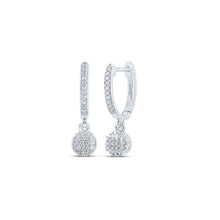  10k White Gold Womens Round Diamond Hoop Dangle Earrings 1/4 Cttw