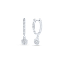  10k White Gold Womens Round Diamond Hoop Dangle Earrings 1/6 Cttw