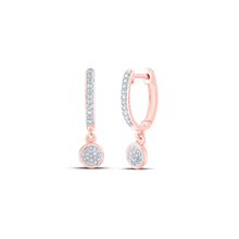  10k Rose Gold Womens Round Diamond Hoop Dangle Earrings 1/6 Cttw
