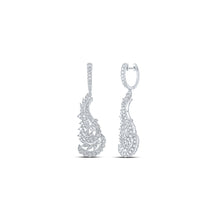  18kt White Gold Womens Round Diamond Dangle Earrings 2-7/8 Cttw