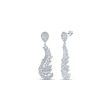  18kt White Gold Womens Round Diamond Dangle Earrings 3 Cttw