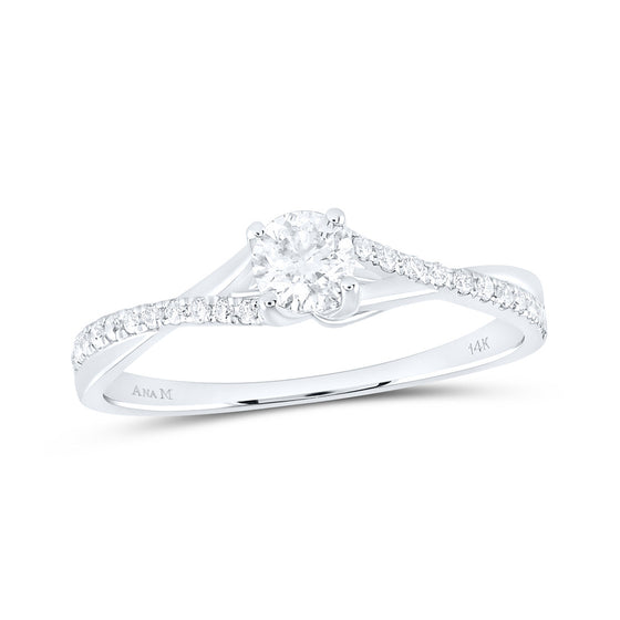 14k White Gold Round Diamond Solitaire Bridal Wedding Engagement Ring 3/8 Cttw