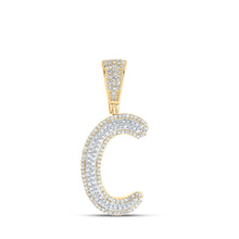  10k Two-tone Gold Mens Round Diamond C Initial Letter Charm Pendant 5/8 Cttw