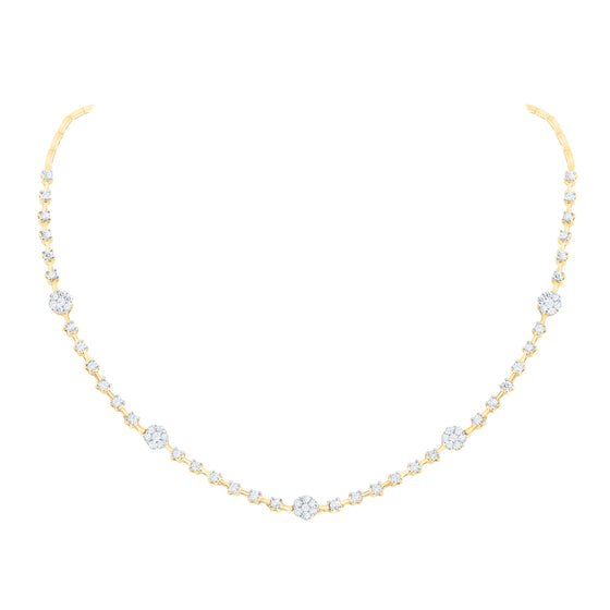 14k Yellow Gold Womens Round Diamond 16-inch Flower Cluster Necklace 2 Cttw