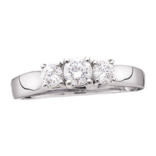  14k White Gold Round Diamond 3-stone Bridal Wedding Engagement Ring 3/4 Cttw