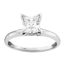  14k White Gold Womens Princess Diamond Solitaire Bridal Wedding Engagement Ring 7/8 Cttw