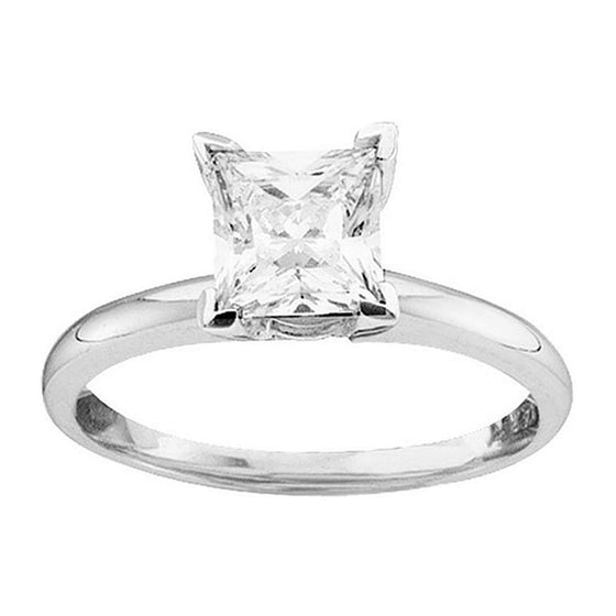 14k White Gold Womens Princess Diamond Solitaire Bridal Wedding Engagement Ring 7/8 Cttw