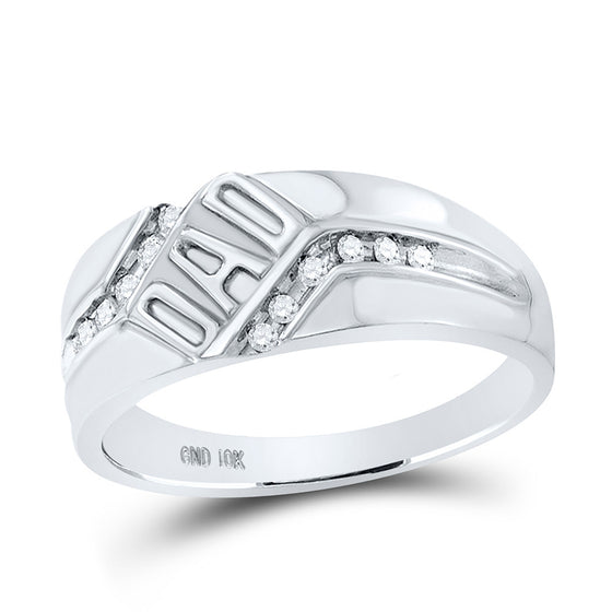 10k White Gold Mens Round Diamond Dad Father Ring 1/8 Cttw