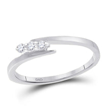  10k White Gold Womens Round Diamond 3-stone Promise Bridal Engagement Ring 1/10 Cttw