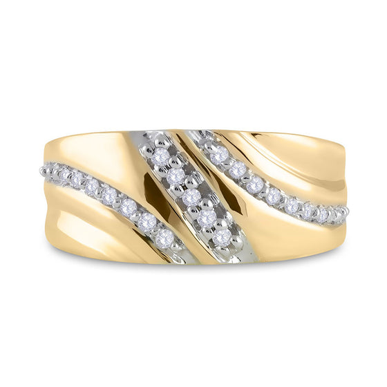 10k Yellow Gold Mens Round Diamond Band Ring 1/4 Cttw