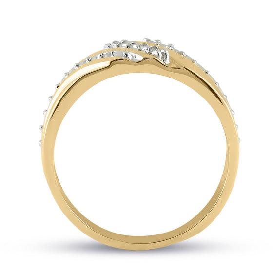 10k Yellow Gold Mens Round Diamond Band Ring 1/4 Cttw