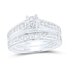 14k White Gold Princess Diamond Bridal Wedding Ring Band Set 1 Cttw