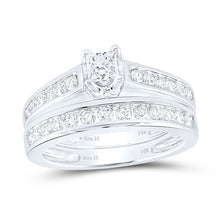  14k White Gold Princess Diamond Bridal Wedding Ring Band Set 1 Cttw