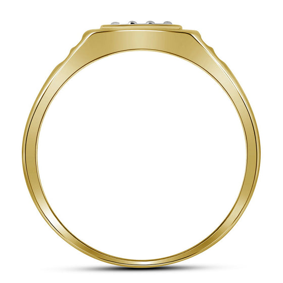 14k Yellow Gold Mens Round Diamond Square Cluster Ring 1/4 Cttw