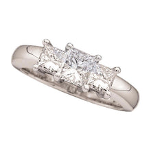  14k White Gold Princess Diamond 3-stone Bridal Wedding Engagement Ring 3/4 Cttw