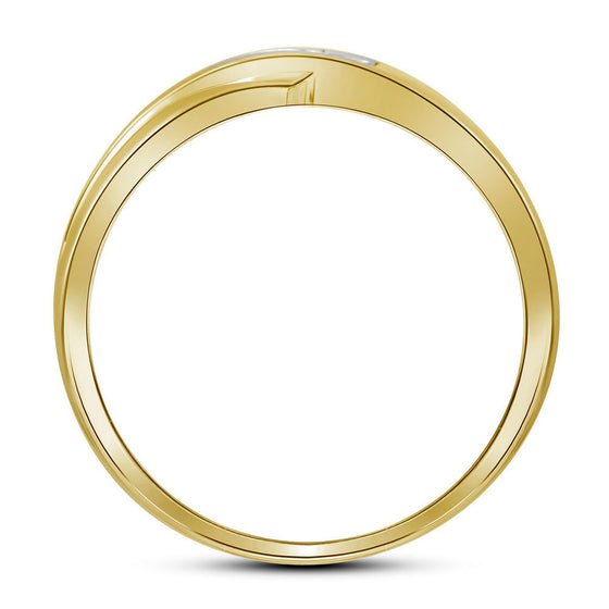 10k Yellow Gold Mens Round Diamond Wedding Band Ring 1/8 Cttw