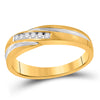 10k Yellow Gold Mens Round Diamond Wedding Band Ring 1/8 Cttw