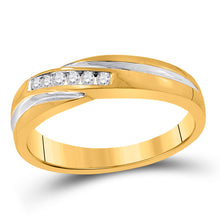  10k Yellow Gold Mens Round Diamond Wedding Band Ring 1/8 Cttw