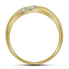 14k Yellow Gold Mens Round Diamond 2-Row Wedding Band Ring 1/4 Cttw