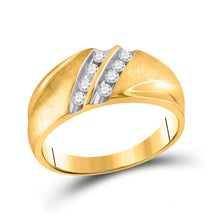 14k Yellow Gold Mens Round Diamond 2-Row Wedding Band Ring 1/4 Cttw