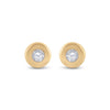 14k Yellow Gold Womens Round Diamond Solitaire Earrings 1/10 Cttw